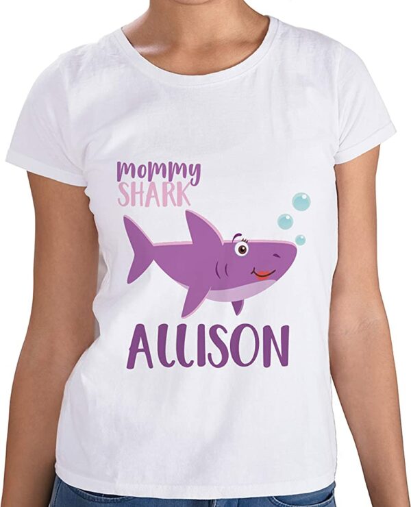 Customized Shark Family, Baby Personalized Name, Women Mommy T-Shirt