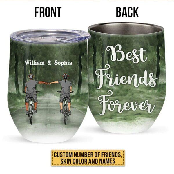 Cycling Bestie Best Friends Forever Custom Wine Tumbler, Bff Wine Tumbler, Gift For Friends Bicycle