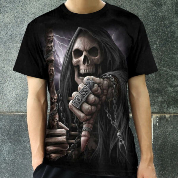 Gothic Grim Reaper Skull 3D T-Shirt
