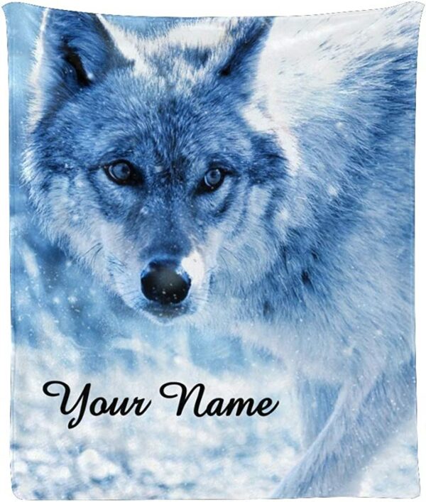 Personalized Wolf Animal Super Soft Fleece Throw Blanket for Couch Sofa Bed
