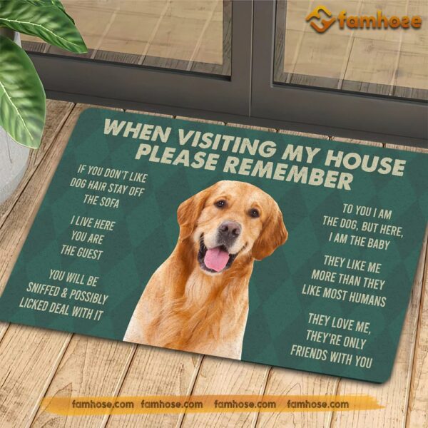 Retrievers Golden Dog Doormat, Please Remember I Live Here Gift For Dog Lovers